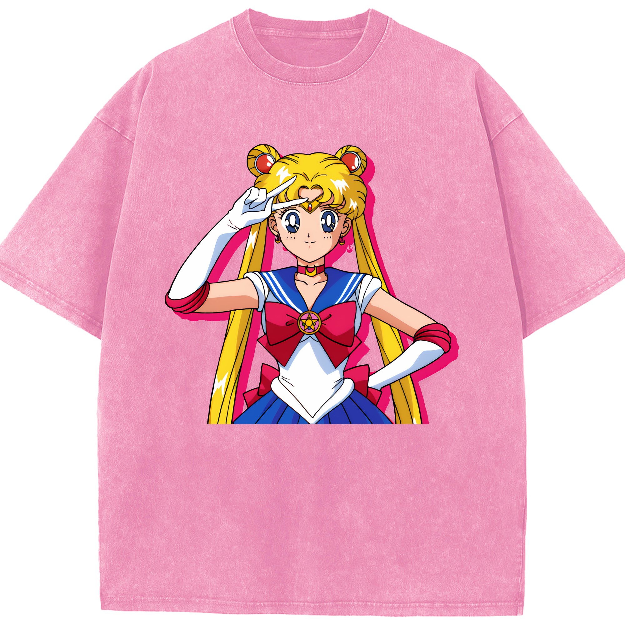 （画像用） 美少女戦士セーラームーン 月野 うさぎ つきの うさぎ Sailor Moon Tsukino Usagi 綿100% ヴィンテージ風 半袖Tシャツ（フロントプリント）